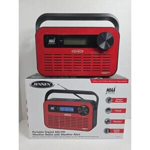 Jensen JEP-250 Weather Alert Radio Red/Black Noaa All Hazards Portable Unused